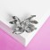 Brooch "Rabbits" kids, white color in silver
