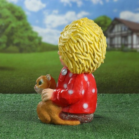 Garden figure "Brownie with a cat" 39cm-1