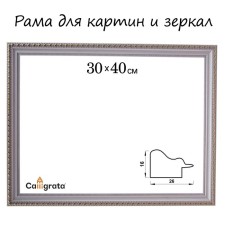 Frame for paintings (mirrors) 30 x 40 x 2.6 cm, plastic, calligrata 6429, white and gold