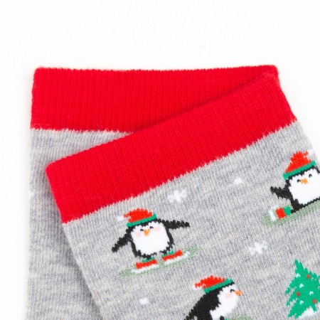 Women's socks "Penguin", light gray color, size 23-25-2