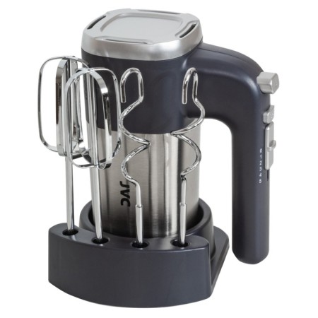 Mixer JVC JK-MX121, manual, 300 watts, 5 speeds, 2 nozzles, black with silver-1