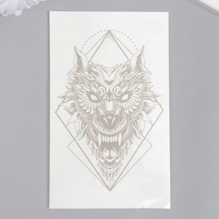Tattoo on the body Blue "Wolf" 18x11 cm-1