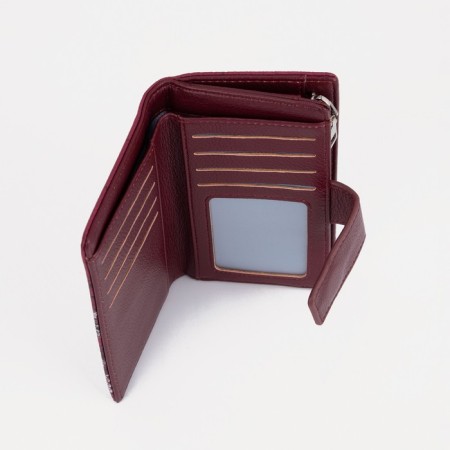 Women's wallet on a magnet, burgundy color-3