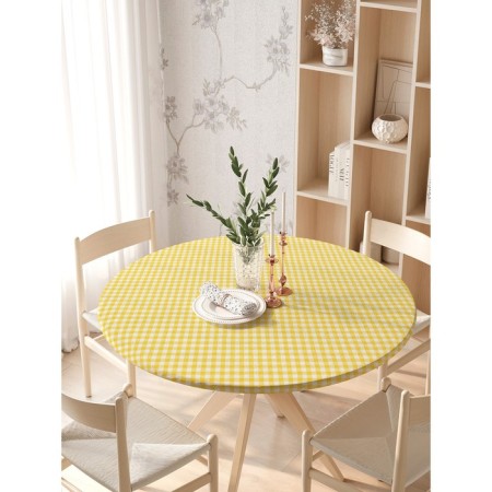 The tablecloth “Yellow Cage”, round, oxford, elastic band, size 140x140 cm, diameter 105-120 cm-2