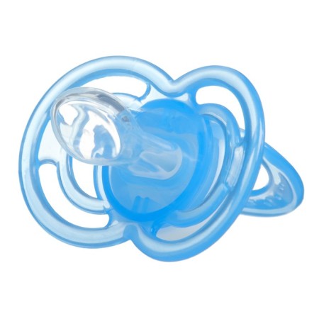Nipple is an orthodaken dummy "Dino" with a cap, +0 months, blue-5