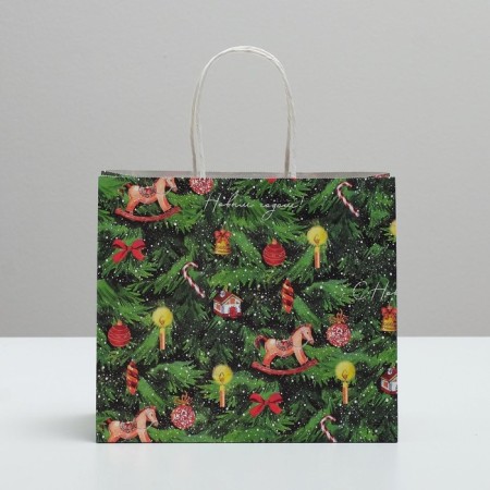 Package Gift Craft "New Year's Christmas tree", 22 x 25 x 12 cm, New Year-2