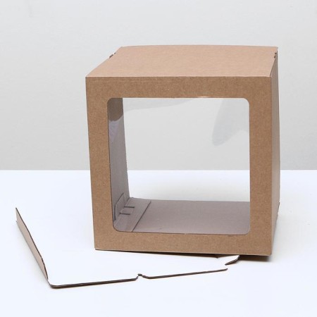 Confectionery packaging with a window, craft, 25 x 25 x 24 cm, set 5 pcs.-2
