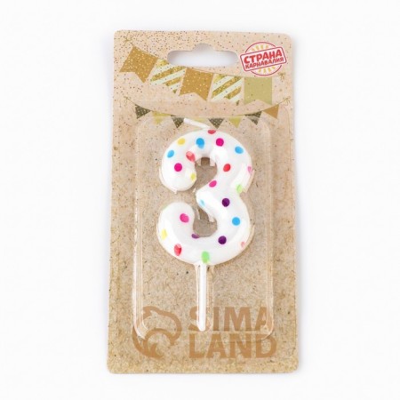Candle in a cake for Birthday "Color Confetti", number "3", 5.5 cm-2