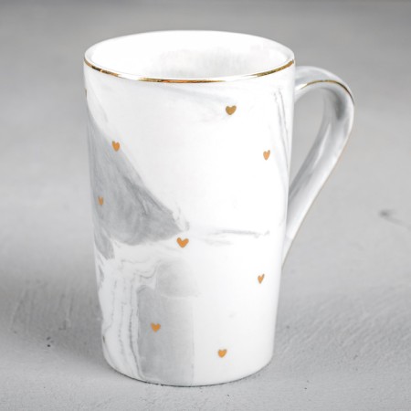 Ceramic "Happiness" mug, 350 ml, gray color-2
