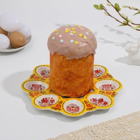 Ceramic ceramic stand for 8 Khokhloma eggs, 25 x 25 cm-3