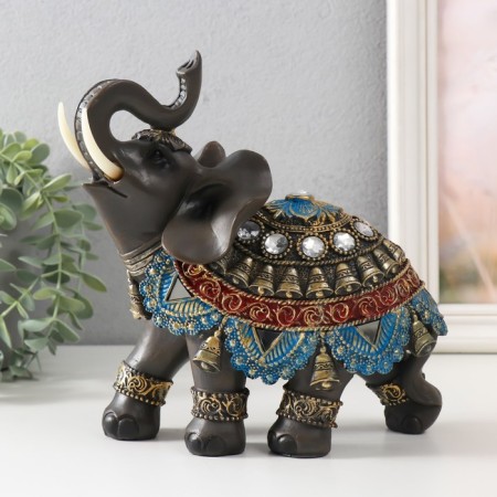 Souvenir Polystone "Elephant in Red-blue Popone" MIX 20x10x21 cm-1