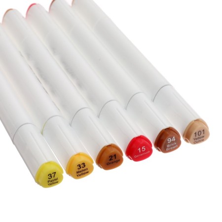 Meshu bilateral markers for sketching, 6 colors (autumn colors)-1