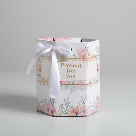 Carriage for colors Folding hexagon "Pressent for You", 17 x 14.8 x 19.5 cm-1