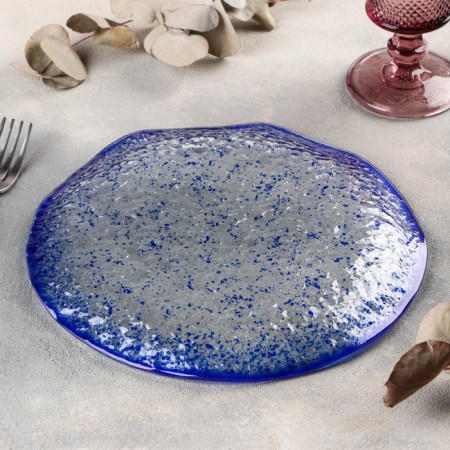 Black lunch plate Magistro "Blue Diamond", D = 24.5 cm, blue color-2