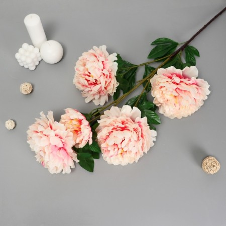 Artificial flowers "Kustovo peony" 5 buds, 15x110 cm, cream