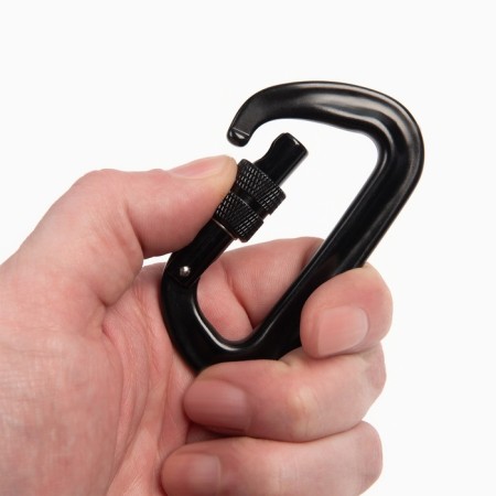 Carabiner with a clutch, 8 x 4.5 cm, 26 kn, black-1