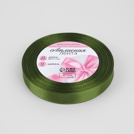 Satin ribbon, 12 mm × 23 ± 1 m, color of herbal No. 113-1
