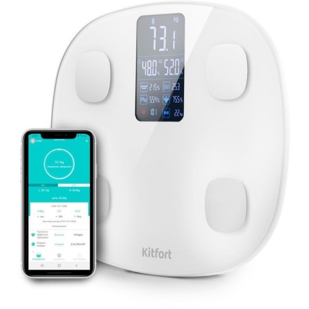 Floor Libra KitFort KT-808, electronic, diagnostic, Bluetooth, up to 180 kg, 4haa-1