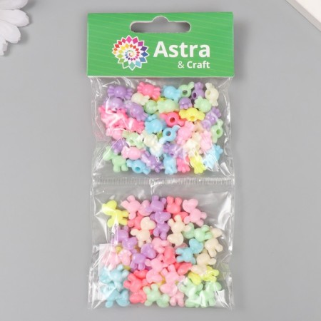 A set of plastic beads "Astra", horses and sweets, 17x17 / 16x9 mm, 20 g, multi -colored