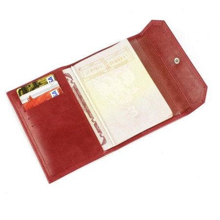 Cover for a passport on a button, 5 pockets, ruby ​​convert-1