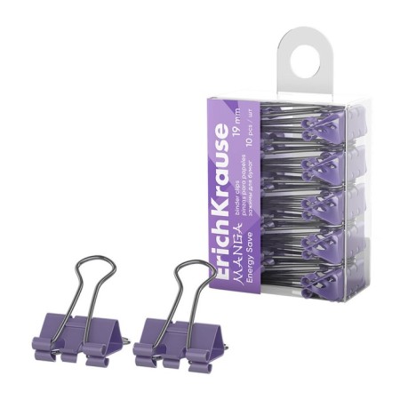 Erichkrause clip set "Energy Save Manga", 19 mm, 10 pieces, lilac, in PET box