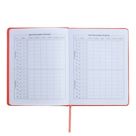 Universal Grade 1-11 Diary, 48 sheets "Pink backpack", solid artificial leather cover, uplift, pancake embossing, lies, universal cheat sheet, block 80 g/m2-6