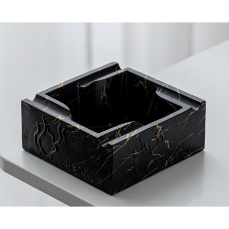 Ash "marble", 12.9 x 5.5 cm, ceramics, black-2