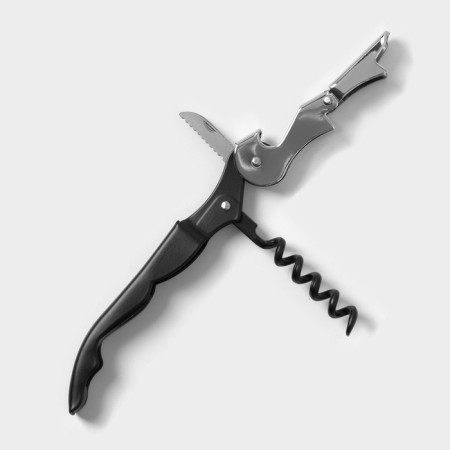A set for wine for 2 bottles of the premiere, 4 items: corkscrew, cork, funnel, ring-2