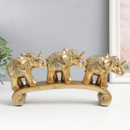 Polystone souvenir "Three gold elephants on the arc - Circus Popon" 15.5x5x28 cm-3