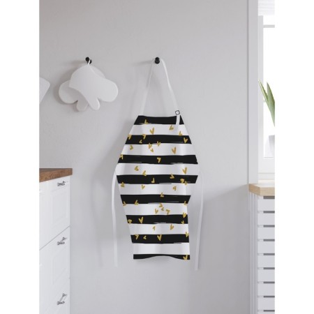 Apron kitchen with a photocrint "strips with hearts", adjustable, size OS-1