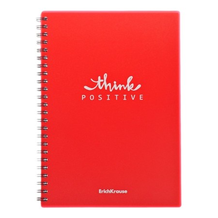 Notebook A5, 80 sheets, a cage on a spiral, Erichkrause, Classic Words, Red, Plastic Cover-1
