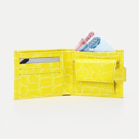 Women's wallet on the button, yellow color-3