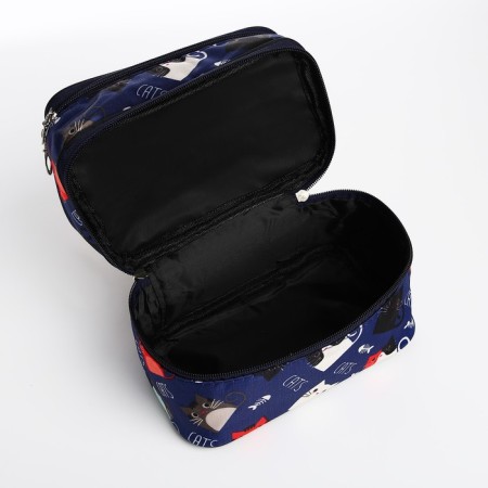 Cosmetic bag, 2 parts on zippers, blue color-3