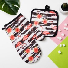 Kitchen set of the Flamingo shares: a bag 16x16 cm, mittens 25x16 cm, 100% p/e