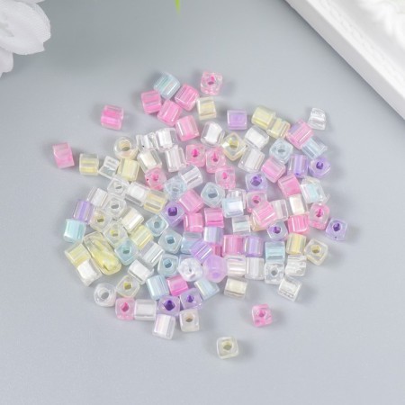 Glass beads 6/0 "Cube. Translucent. Rainbow marshmallow" 10 g