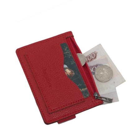 Cartholder, genuine leather, red 11x8x1 cm-1