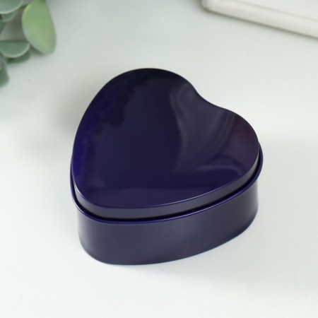 Casket Metal for a candle "Heart. Metallic" Violet 7x7x3.5 cm-1