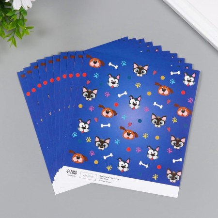 Scrapbooking paper "dogs" density 180 grams set 10 pcs 15.5x17 cm-1