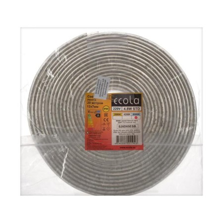 Ecola 12 × 7 mm LED strip, 20 m, IP68, SMD2835, 60 LED/m, 4 W/m, 220 V, 6000K-4