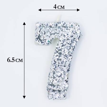Candle in the cake "Square", number "7", silver, 6.5x4-1