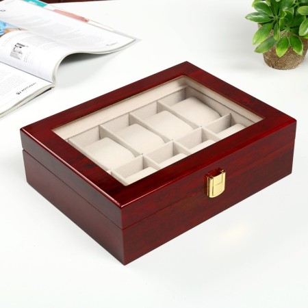 Casket Wood for the clock 10 departments "Red-brown" varnish 8x26x20 cm
