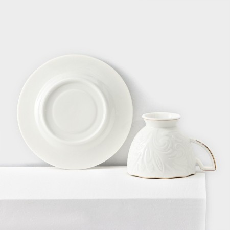 Rose porcelain service, 12 items: 6 mugs 220 ml, 6 saucers d = 15 cm, white color-7