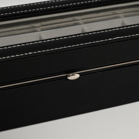 The casket to the leatherette to the clock 6 "Black" branches 9.5x30.5x8 cm-3