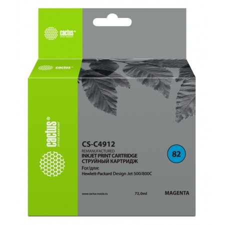 Inkjet cartridge Cactus CS-C4912 No. 82, for HP DJ 500/800C, 72 ml, purple color