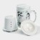 Ceramic mug with a panda lid and sieve, 300 ml, white color