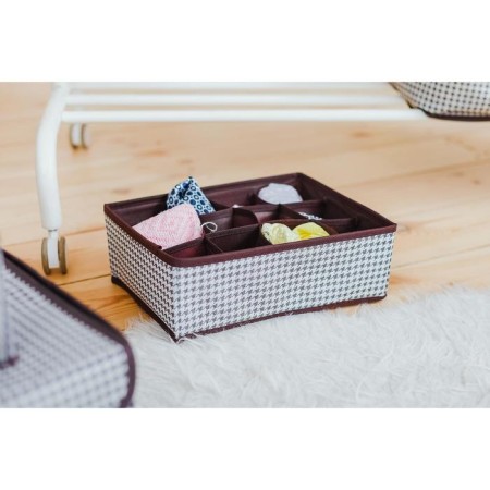 Organizer for storing linen Villy, 12 cells, 27 × 20 × 10 cm, white-brown-5