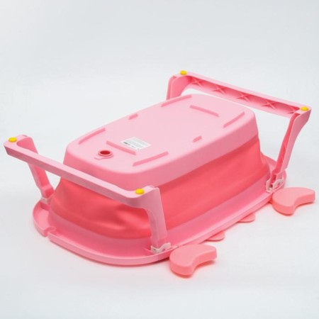 Children's folding bath with drain, "crab", 67 cm., Pink color-5