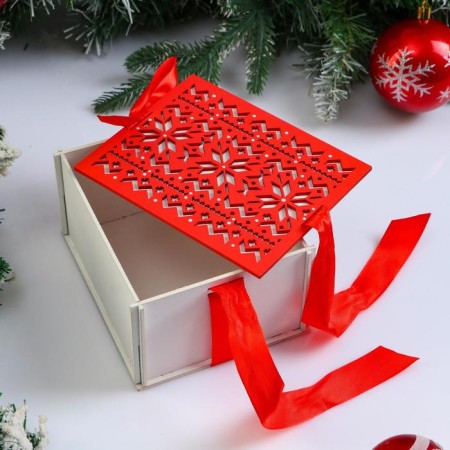 Wooden box, 16 × 13 × 8.7 cm "New Year. Norwegian", gift packaging-1