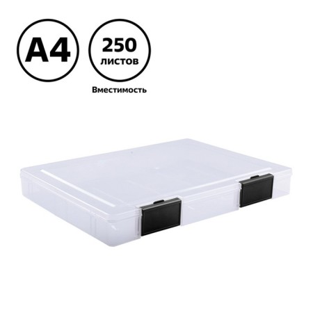 A4 document folder, with black latches, 230 x 305 x 40 mm, transparent case-5