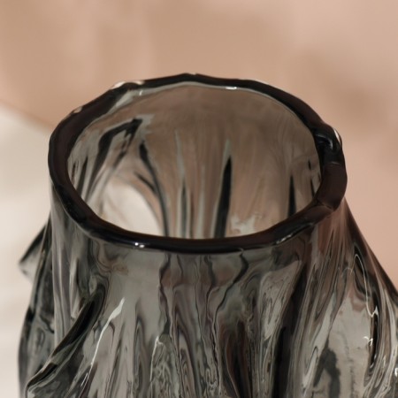 Vase for Flowers "Lucia" from transparent black glass 26.5 x 8 x 8 cm-6